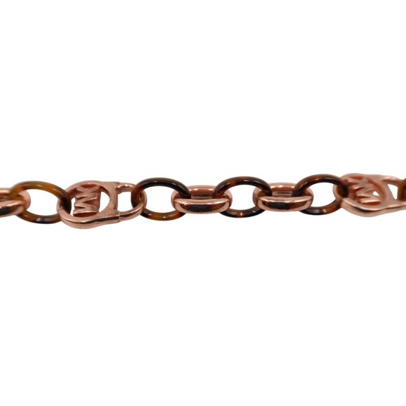 MICHAEL KORS MK Logo Rose Gold Faux Tortoiseshell Chunky Chain Padlock Bracelet - Picture 6 of 8